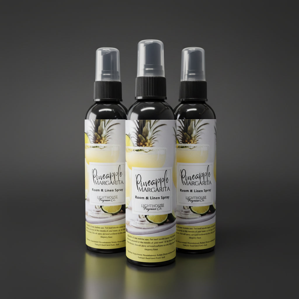 room spray bottles against a grey background