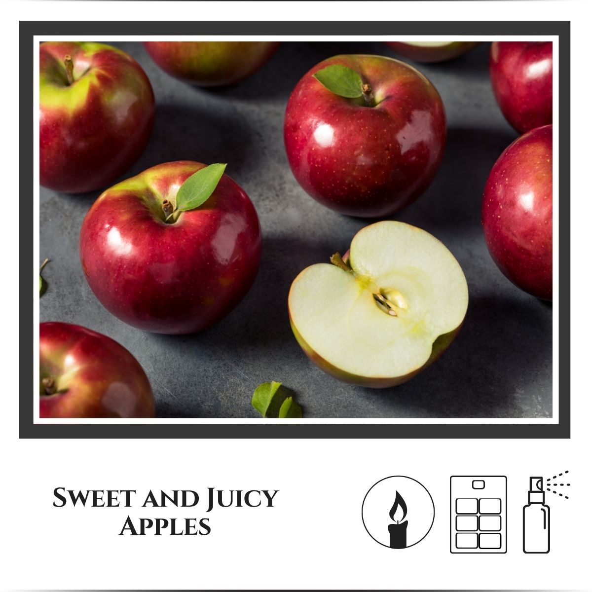Product card for McIntosh Apple showing red apples and scent notes