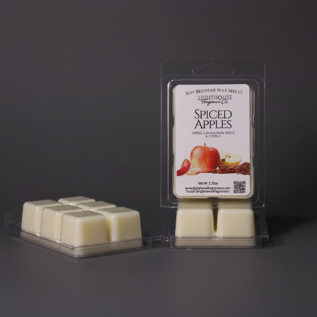 Spiced Apples wax melts packaging on a gray surface