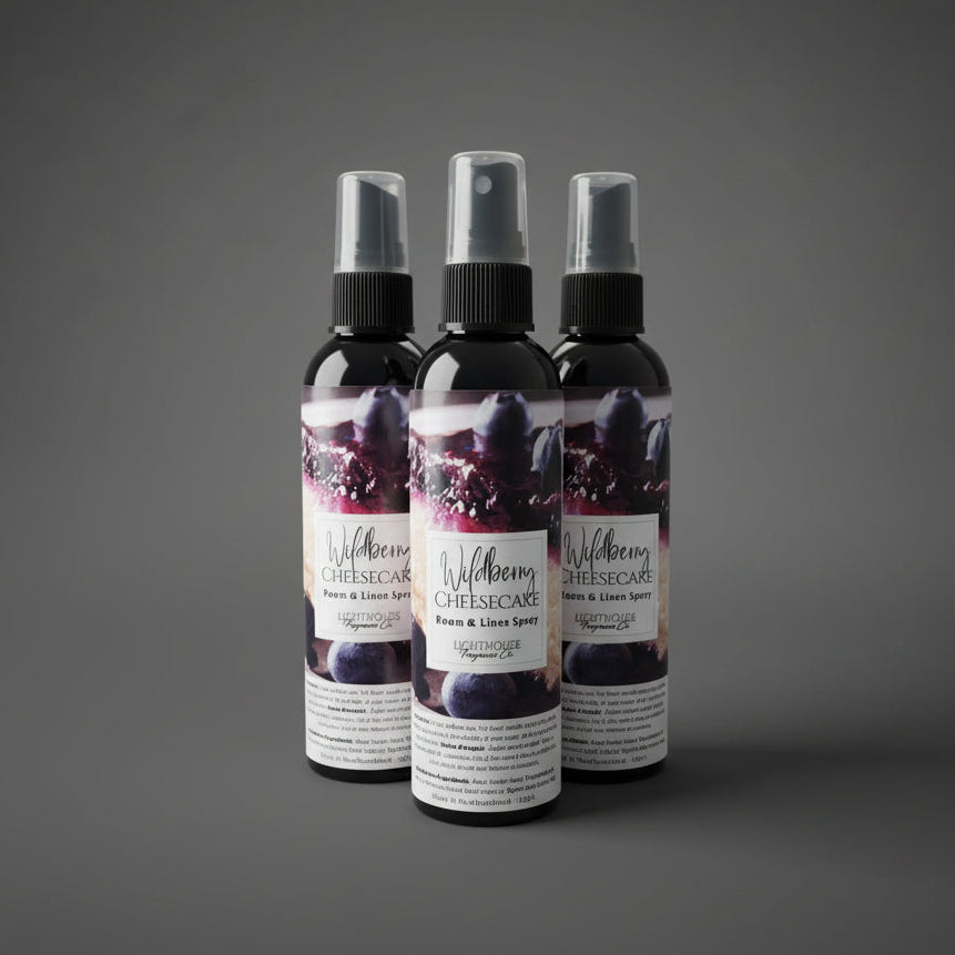 bottles of room spray against a grey background