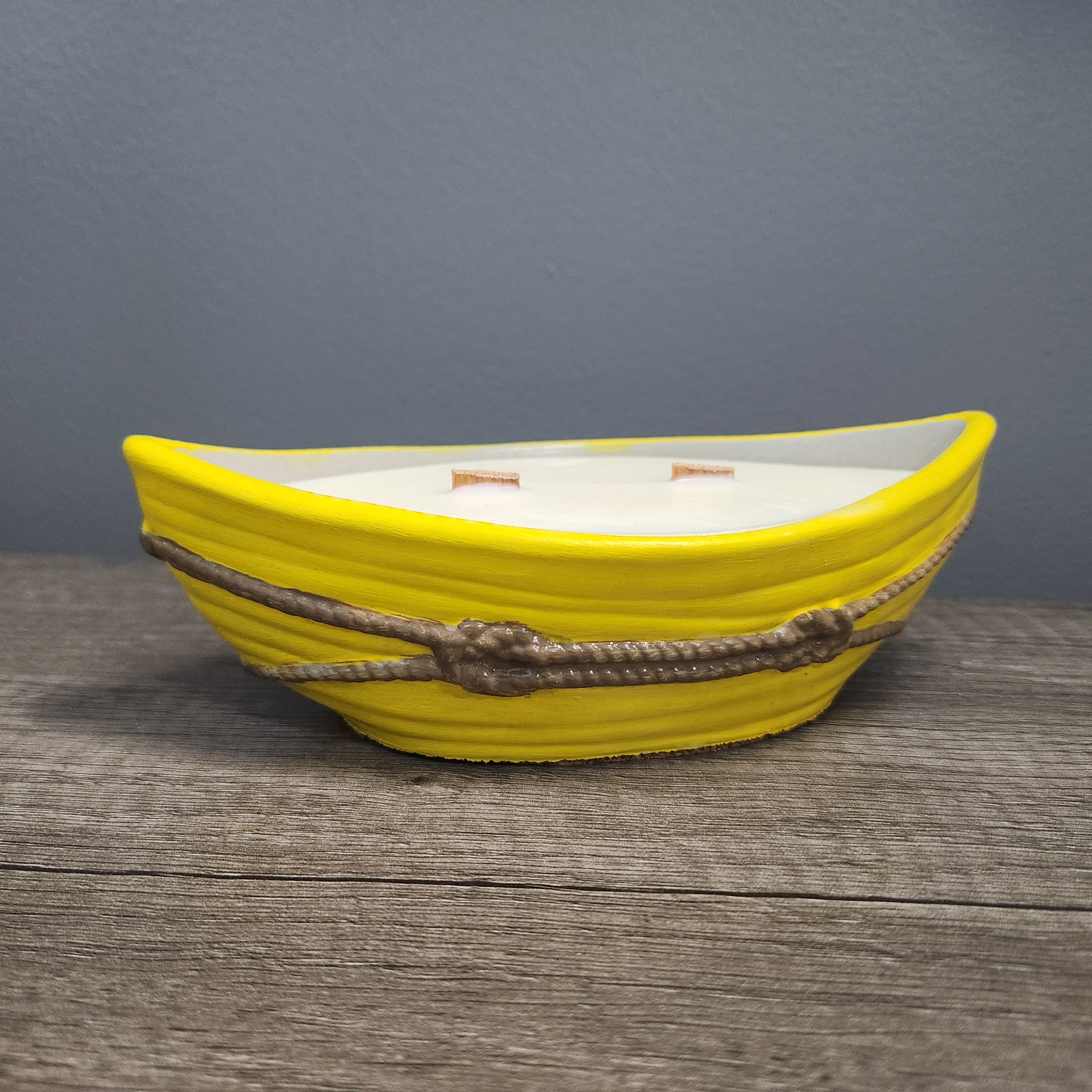 Handpainted Cement Dory Boat Candle